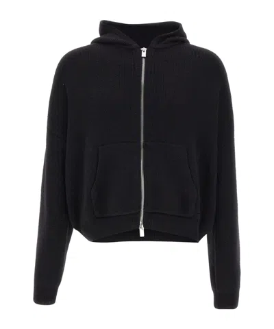 Heliot Emil Zipped Knitted Hoodie In Black