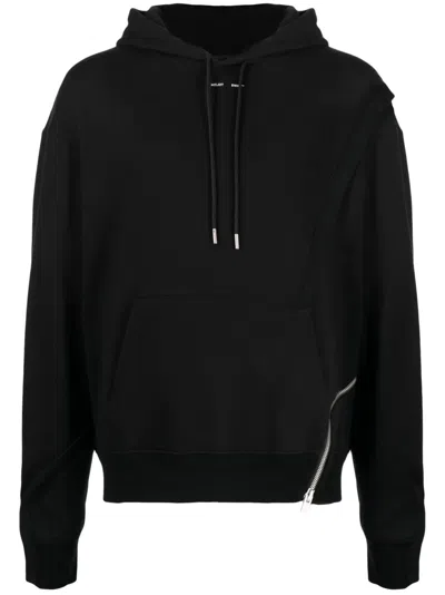 Heliot Emil Zipped Organic Cotton Hoodie In Black