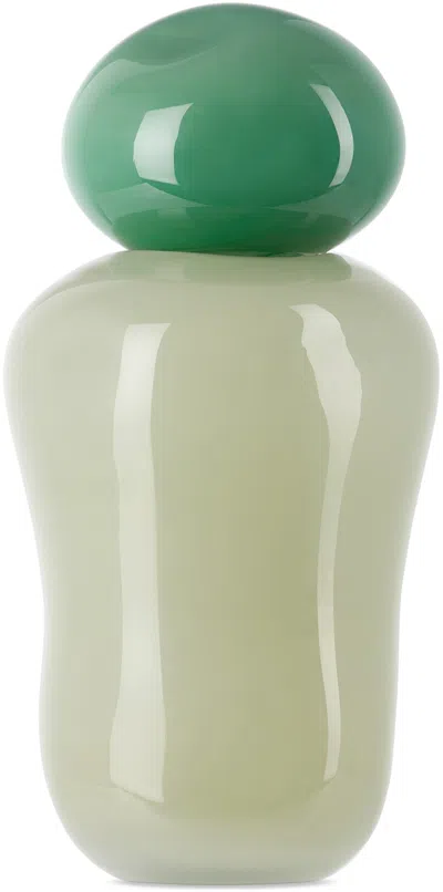 Helle Mardahl Green & Off-white Bon Bon Medi Vase In Spearmint & Champgne