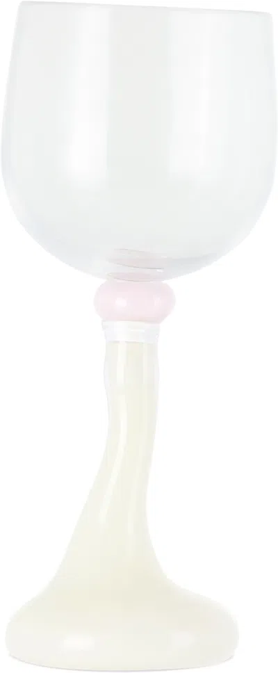Helle Mardahl Off-white & Pink Bon Bon 'the Goblet Mega' Red Wine Glass