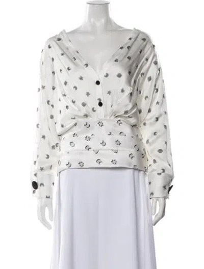 Pre-owned Hellessy Acetate Printed Top In White