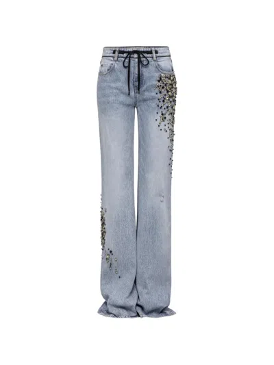 Hellessy Aki Crystal-embellished Drawstring Jeans In Blue