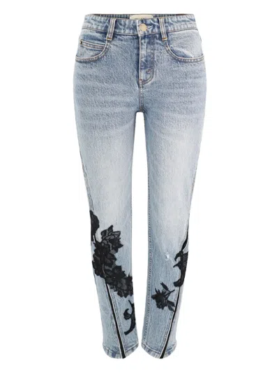Hellessy Angel Lace-insert Denim Jeans In Blue