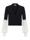 Hellessy Angelite Cable-knit Balloon-sleeve Cardigan In Black