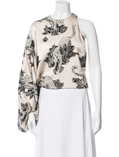 Pre-owned Hellessy Animal Print Asymmetrical Top In Neutral