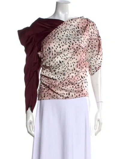 Pre-owned Hellessy Animal Print Asymmetrical Top In Pink