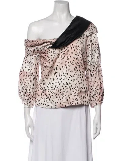 Pre-owned Hellessy Animal Print Off-the-shoulder Blouse In Pink