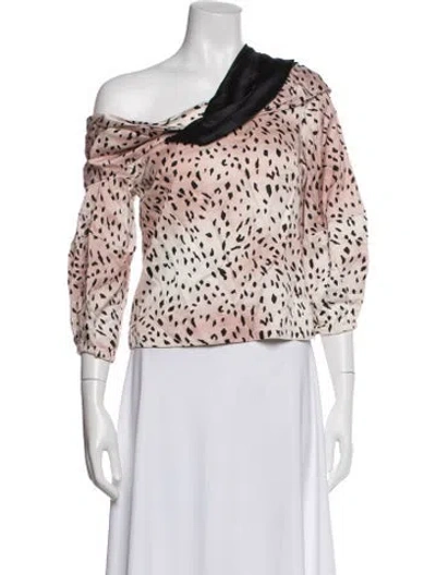 Pre-owned Hellessy Animal Print Off-the-shoulder Top In Pink