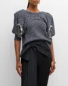 HELLESSY ARA CRYSTAL PUFF-SLEEVE WOOL-COTTON SWEATER