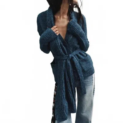 Hellessy Arran Cardigan With Shawl Collar In Indigo In Multi