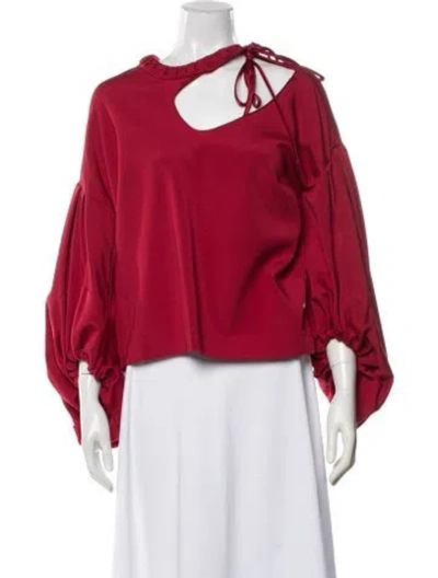Pre-owned Hellessy Asymmetrical Long Sleeve Top In Red
