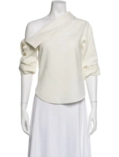 Pre-owned Hellessy Asymmetrical Long Sleeve Top W/ Tags In Neutral