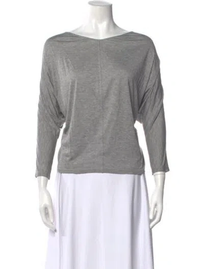 Pre-owned Hellessy Bateau Neckline Three-quarter Sleeve Top In Grey