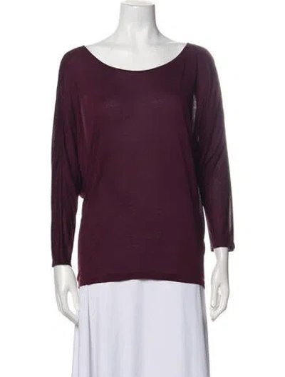 Pre-owned Hellessy Bateau Neckline Three-quarter Sleeve T-shirt In Red