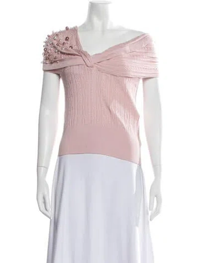 Pre-owned Hellessy Cashmere Off-the-shoulder Sweater In Pink