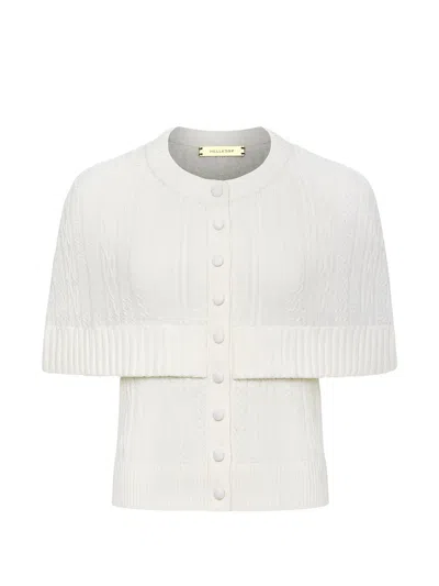 Hellessy Caspian Cable-knit Short-sleeve Cardigan In White