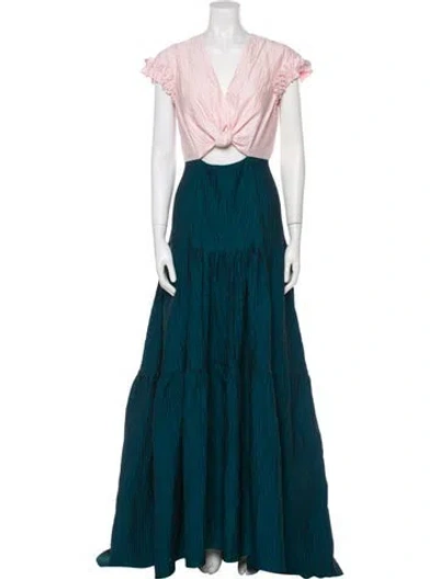 Pre-owned Hellessy Colorblock Pattern Long Dress In Green