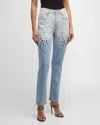 HELLESSY CREED CRYSTAL-EMBROIDERED GRADIENT WASH SLIM-LEG JEANS