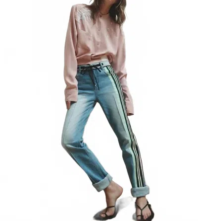 Hellessy Drake Grosgrain Straight Jean In Light Wash In Blue