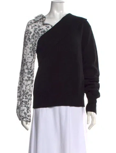 Pre-owned Hellessy Floral Print Asymmetrical Sweater In Black