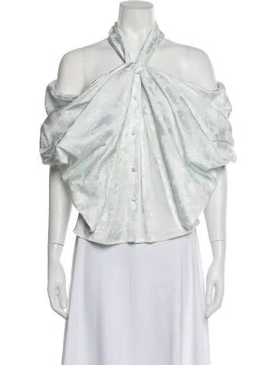 Pre-owned Hellessy Floral Print Halterneck Top In Green