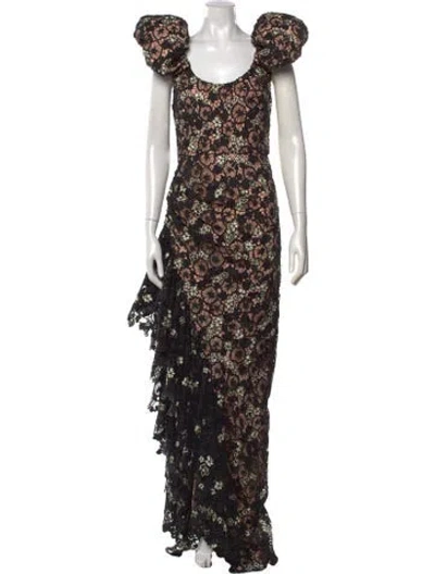 Pre-owned Hellessy Floral Print Long Dress In Black