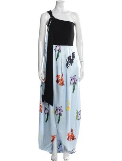 Pre-owned Hellessy Floral Print Long Dress In Blue