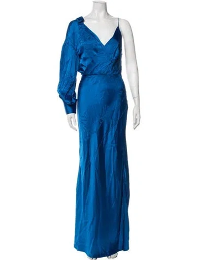 Pre-owned Hellessy Floral Print Long Dress In Blue