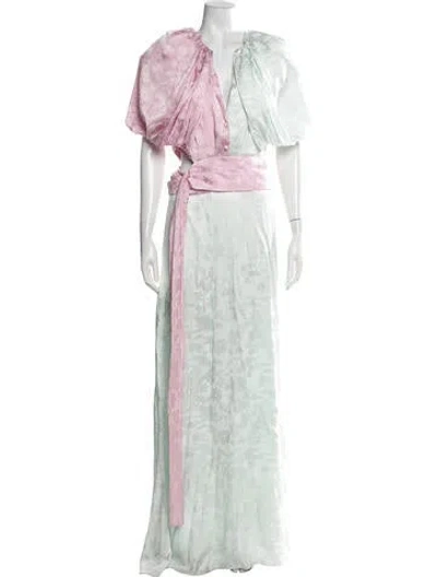 Pre-owned Hellessy Floral Print Long Dress In Green