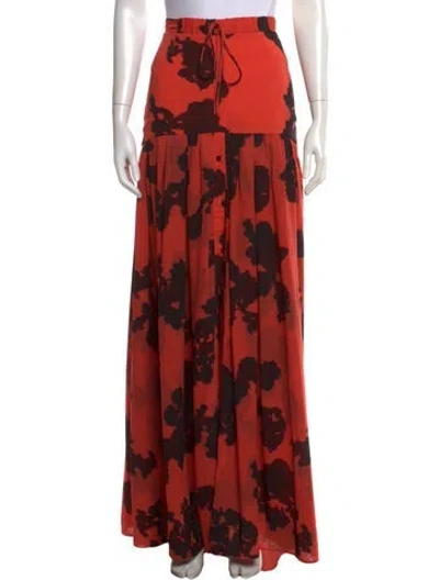 Pre-owned Hellessy Floral Print Long Skirt In Orange