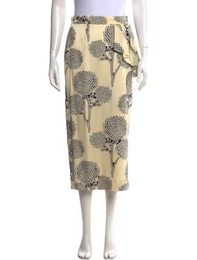 Pre-owned Hellessy Floral Print Midi Length Skirt In Yellow