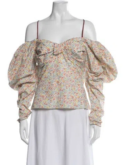 Pre-owned Hellessy Floral Print Off-the-shoulder Top In Multicolor