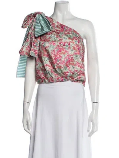 Pre-owned Hellessy Floral Print One-shoulder Top In Pink