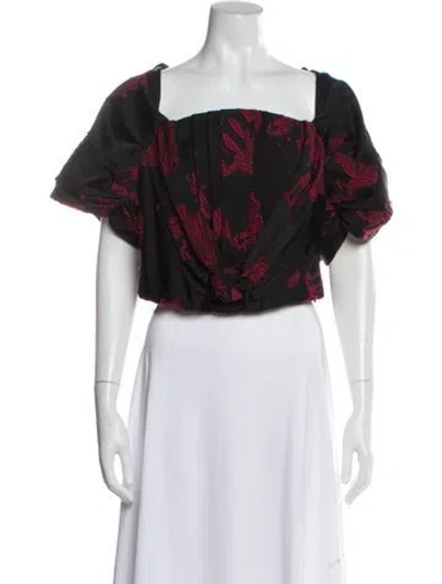 Pre-owned Hellessy Floral Print Square Neckline Crop Top In Multi