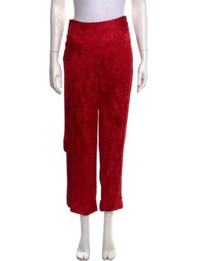 Pre-owned Hellessy Floral Print Straight Leg Pants In Red