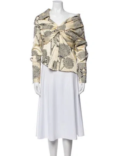 Pre-owned Hellessy Floral Print V-neck Blouse In Neutrals
