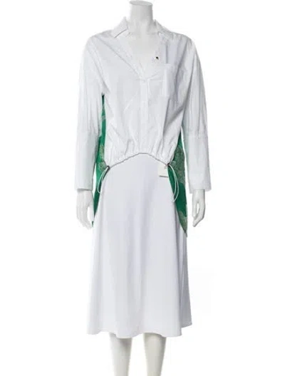 Pre-owned Hellessy Floral Print V-neck Button-up Top In White