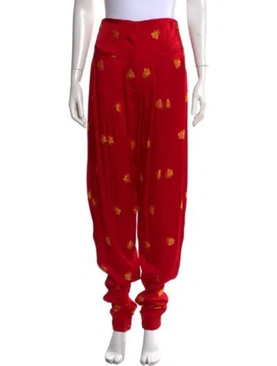 Pre-owned Hellessy Floral Print Wide Leg Pants In Red