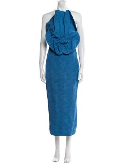 Pre-owned Hellessy Halterneck Long Dress In Blue