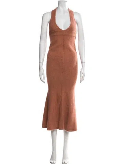 Pre-owned Hellessy Halterneck Midi Length Dress In Brown/orange