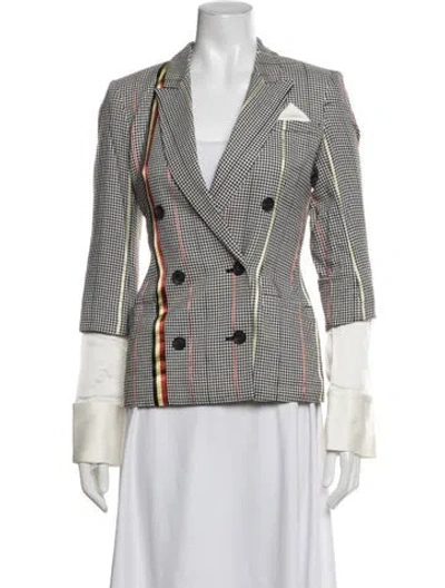 Pre-owned Hellessy Houndstooth Print Blazer In Black