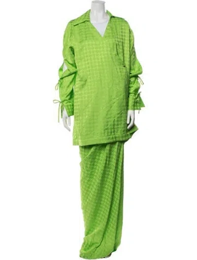 Pre-owned Hellessy Houndstooth Print Set In Green