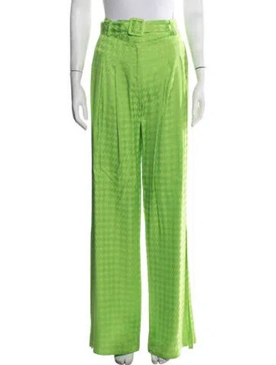 Pre-owned Hellessy Houndstooth Print Wide Leg Pants In Green