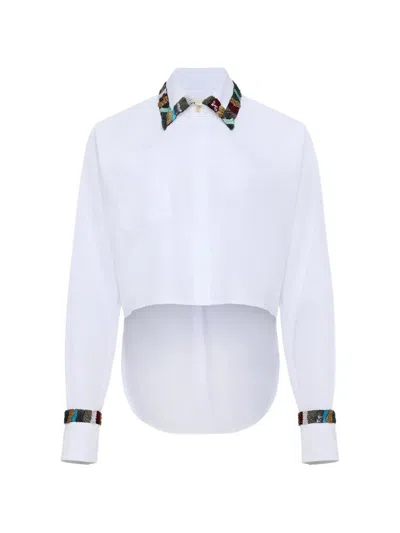 Hellessy Josie Bead-embellished Cropped Shirt In White
