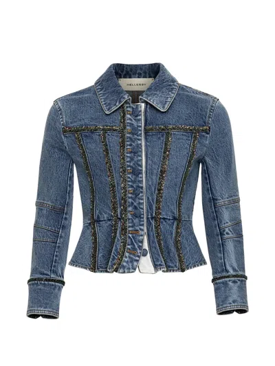 Hellessy Kai Braided-trim Denim Jacket In Blue