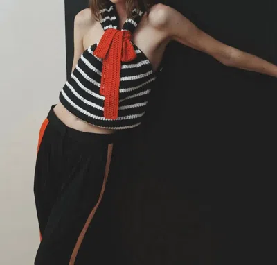 Hellessy Kris Knit Halter Top In Black Stripe / Red