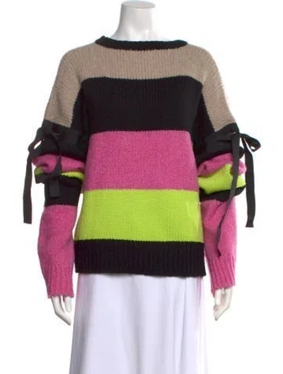 Pre-owned Hellessy Lace Pattern Crew Neck Sweater In Black