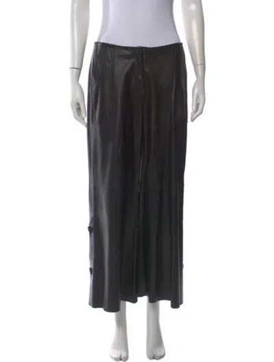 Pre-owned Hellessy Lamb Leather Wide Leg Pants In Black