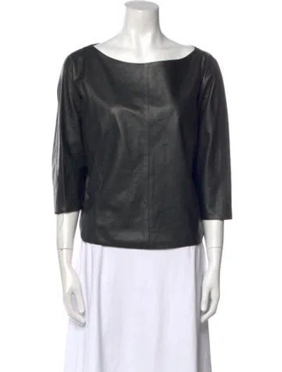 Pre-owned Hellessy Lambskin Bateau Neckline Blouse In Black