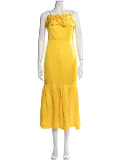 Pre-owned Hellessy Linen Midi Length Dress In Yellow
